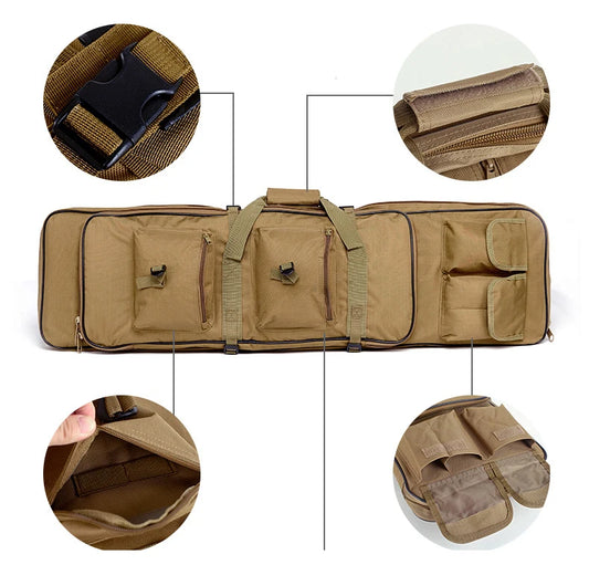 80/95/115cm Tactical Double Gun Case, Rifle Case, Padded Rifle Storage Backpack Integrated Pistol and Magazine Storage