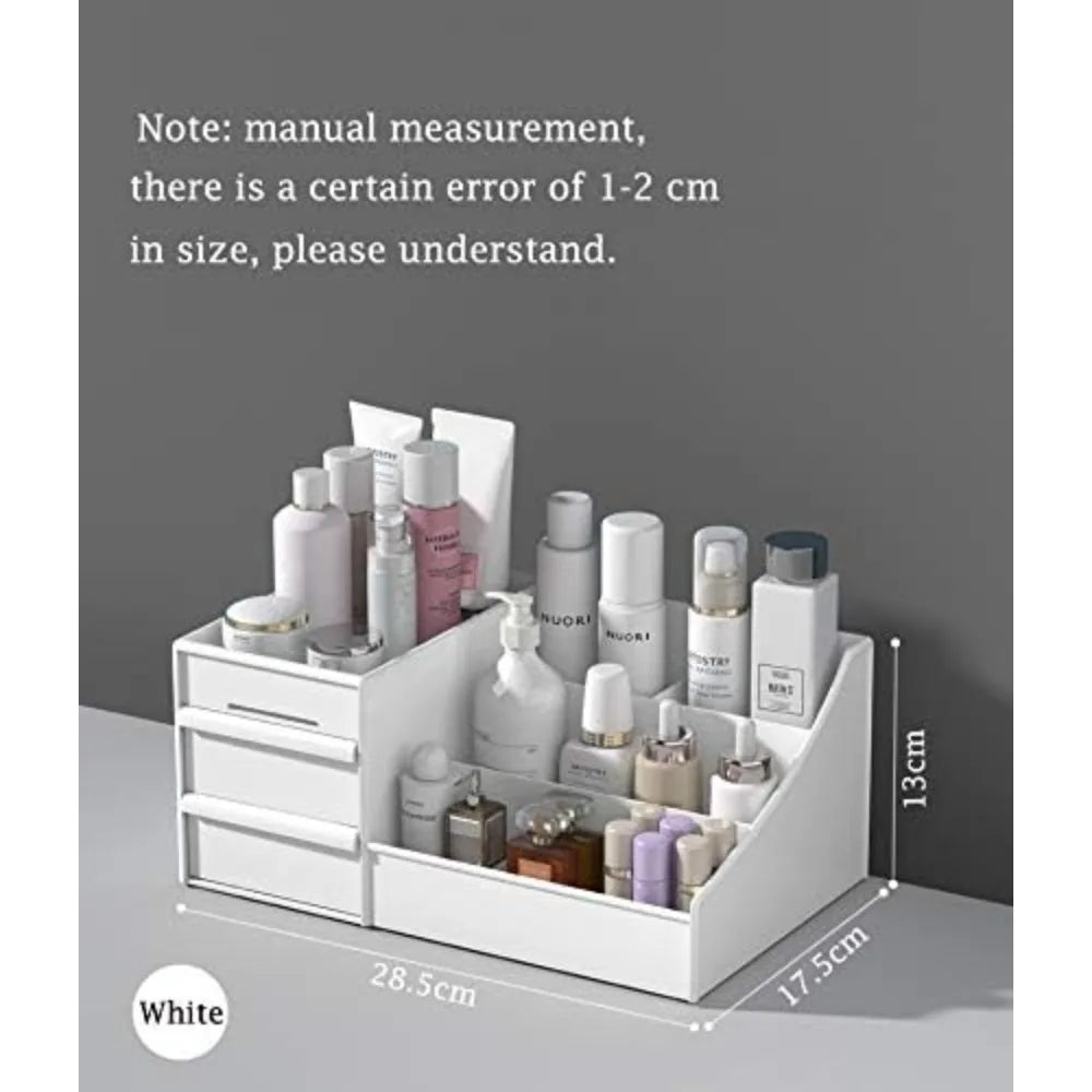 Large White Cosmetic Storage Box: Multi-Compartment Organizer for Makeup, Skincare, Jewelry, Brushes & Nail Polish
