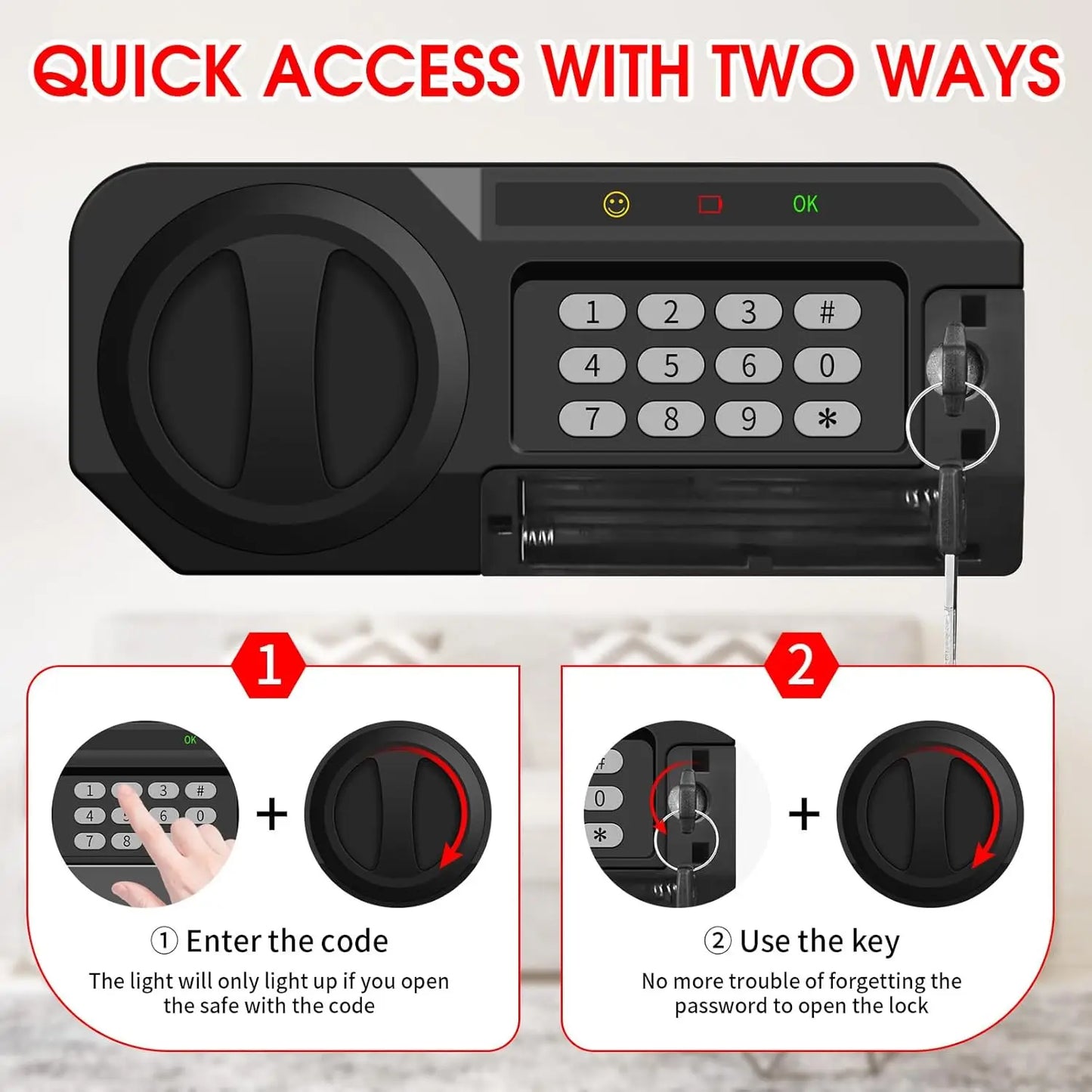 1.2 Cubic Feet Fireproof Safe Box with Digital Keypad, Removable Shelf for Home Security