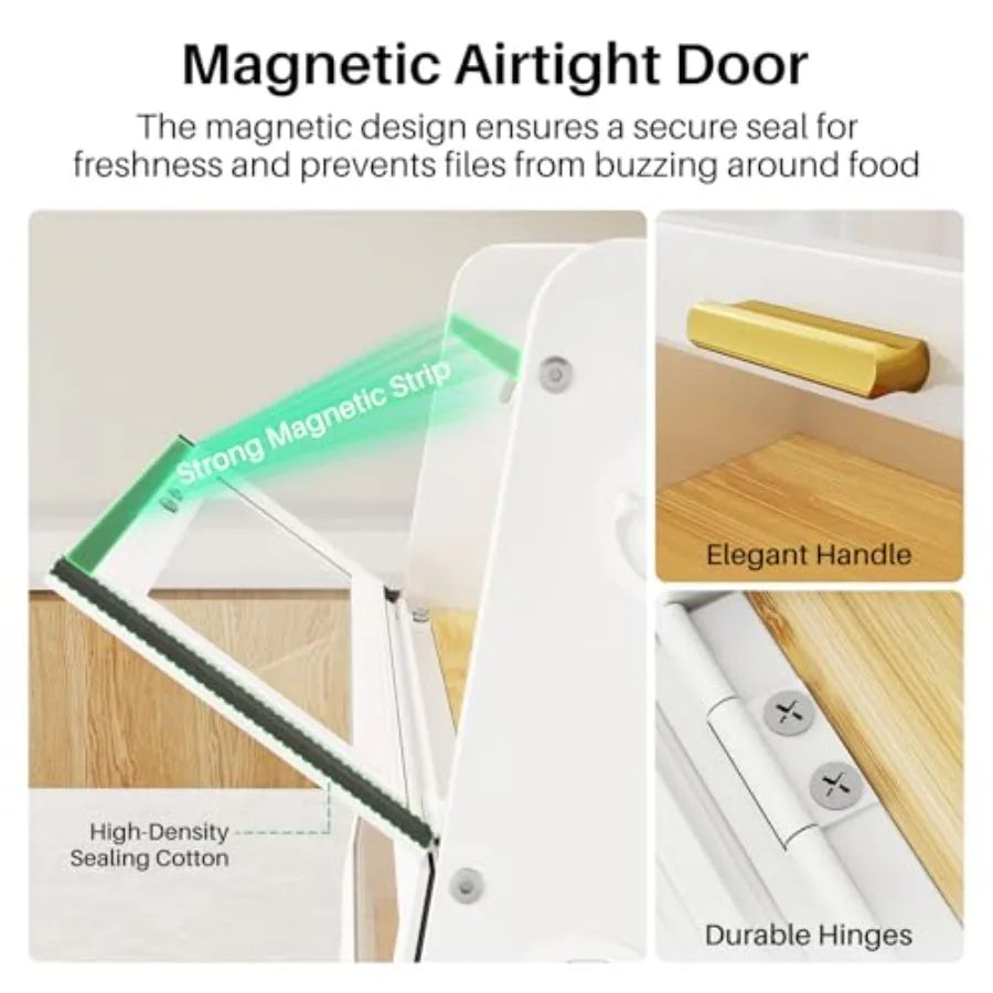 Bread Box - Kitchen Countertop Bread Storage Container with Bamboo Cutting Board Adjustable Vent Hole Dials