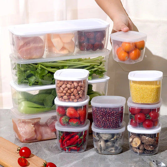 Reusable Small Freezer Storage Containers Stackable Airtight Spice Jars Food Sealing Boxes Kitchen Fridge Organizer and Pantry