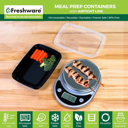 50 Pack BPA-Free Meal Prep Containers with Lids, Stackable, Microwave/Dishwasher/Freezer Safe (16 oz)