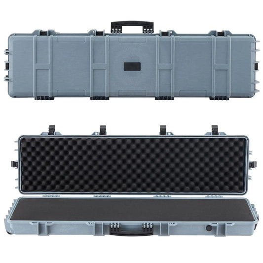 Hard Rifle Case, Lockable Rifle Case with Pre-cut Foams, 50 in Movable Gun Storage with Wheels, IP67 Waterproof & Dustproof