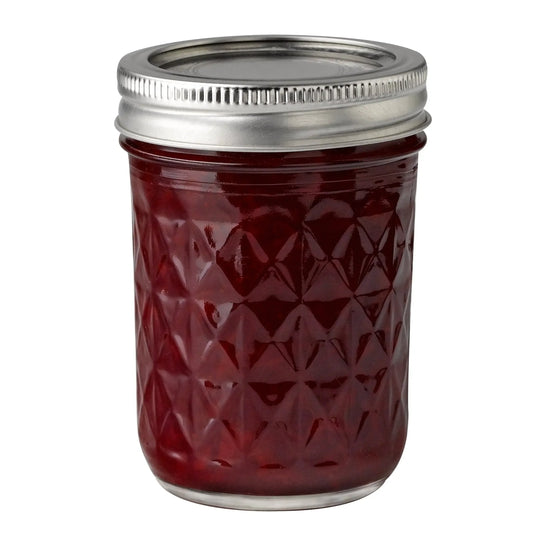Ball Quilted Crystal Mason Jar w/ Lid & Band, Regular Mouth, 8 Ounces, 12 Count,
