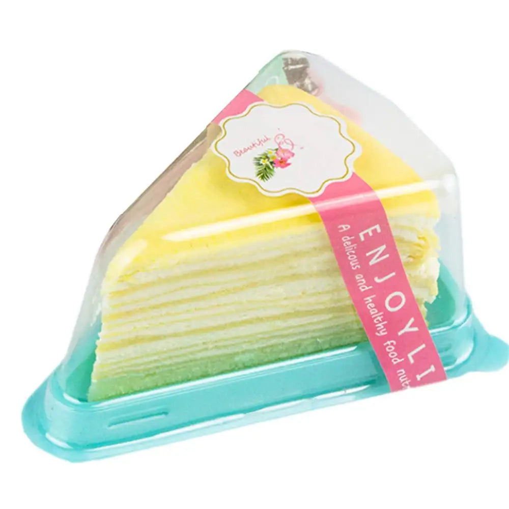 Set of 50 Cake Slice Container Cheesecake Cake Slice Container Holder Transparent Plastic Cakes Box (black)