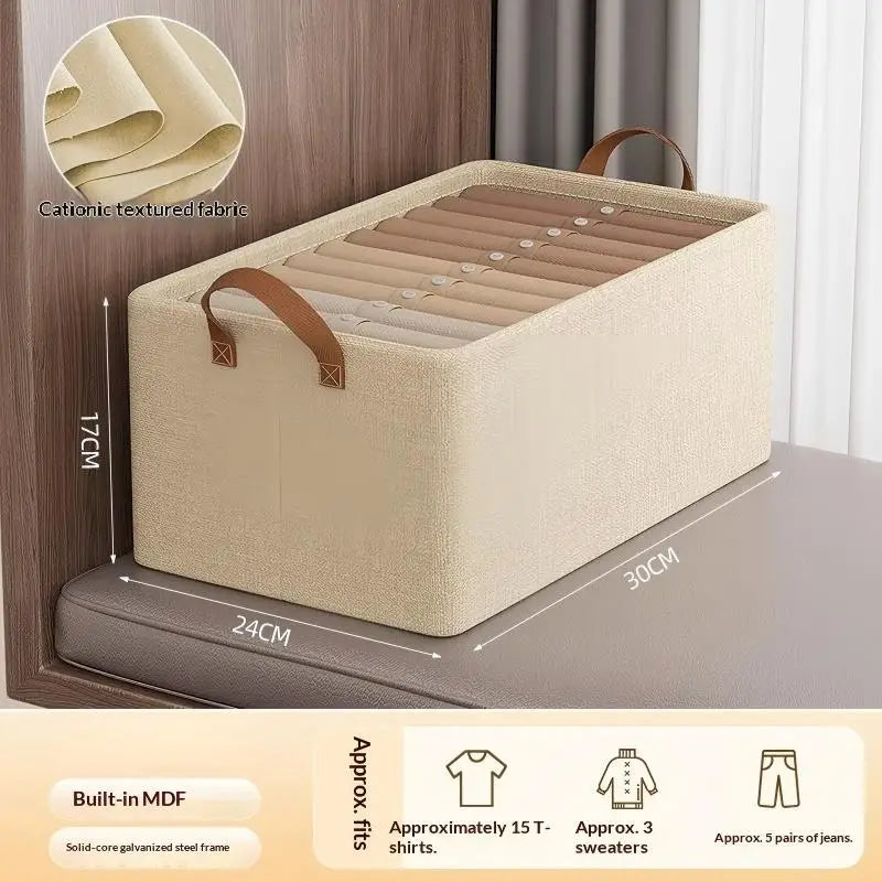 Foldable Fabric Storage Box for Home Use Wardrobe Organizer for Clothes and Pants Layered Storage Solution