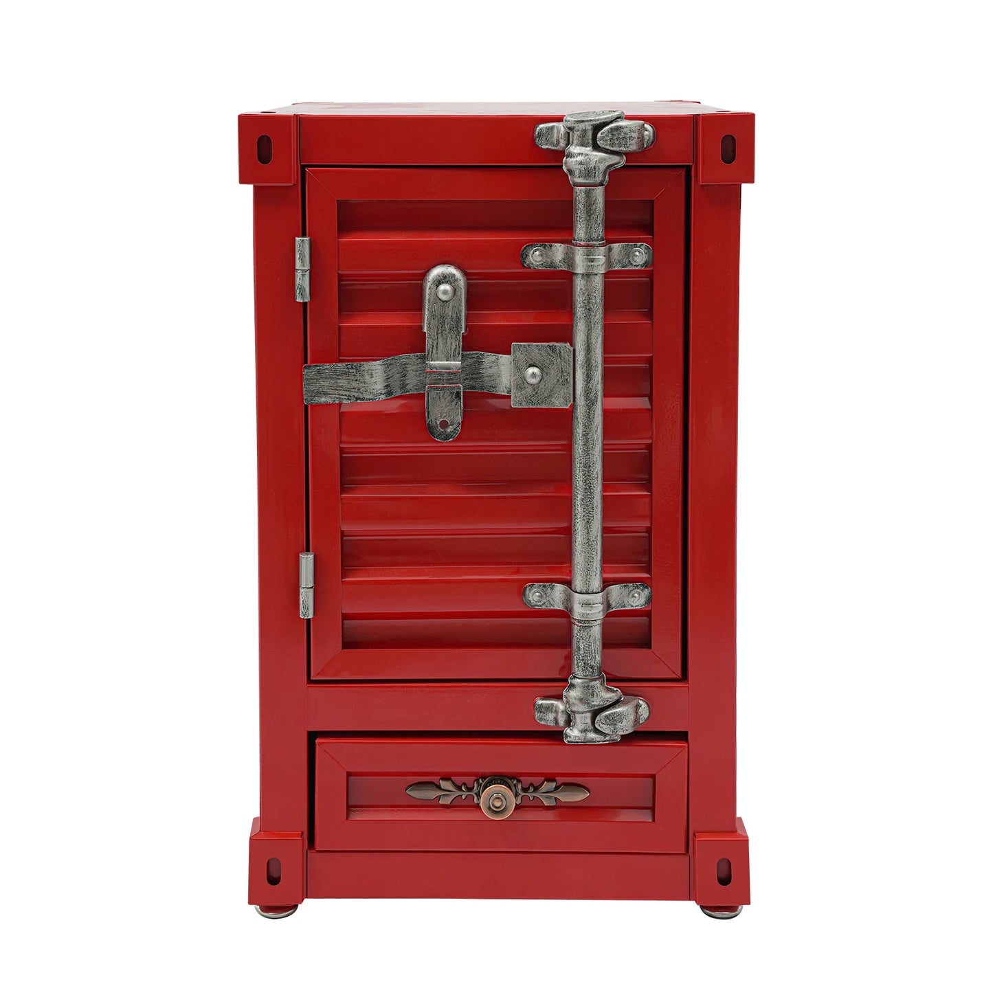 Industrial Style Side Table, Password Lock Container, Multi Storage End Table with Drawer 12.6x12.6 Inch for Home Office