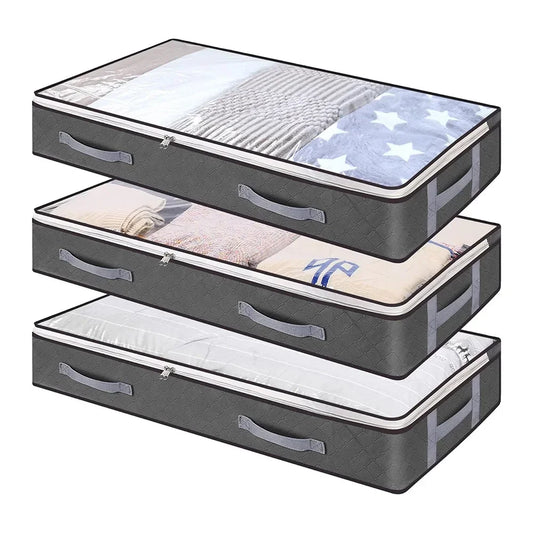 Foldable Under Bed Storage Containers with Clear Window Underbed Toy Organizers and Clothing Storage Bags Closet Storage Bins