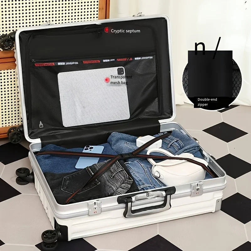 Carry On Luggage -With Aluminum Frame - 20 Inch PC Hard Shell Suitcase - With Cup Holder & USB Port And TSA Locks