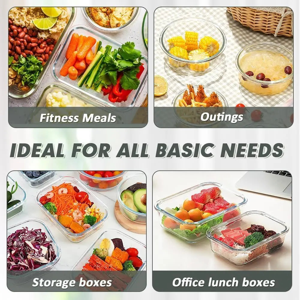 12-Pack Airtight Glass Food Storage Containers, Microwave & Dishwasher Safe, BPA-Free for Meal Prep