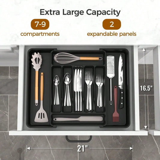 Kitchen tableware storage expert Extra Large Expandable Silverware Organizer
