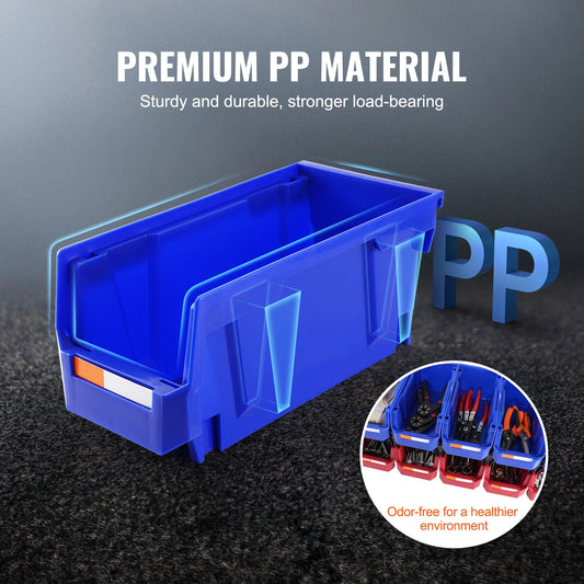 SucceBuy Parts Bin 12pcs 5x5x10in Blue/Red Stackable Plastic Garage Tool Storage Box Container Organizer Bin for Closet Garage