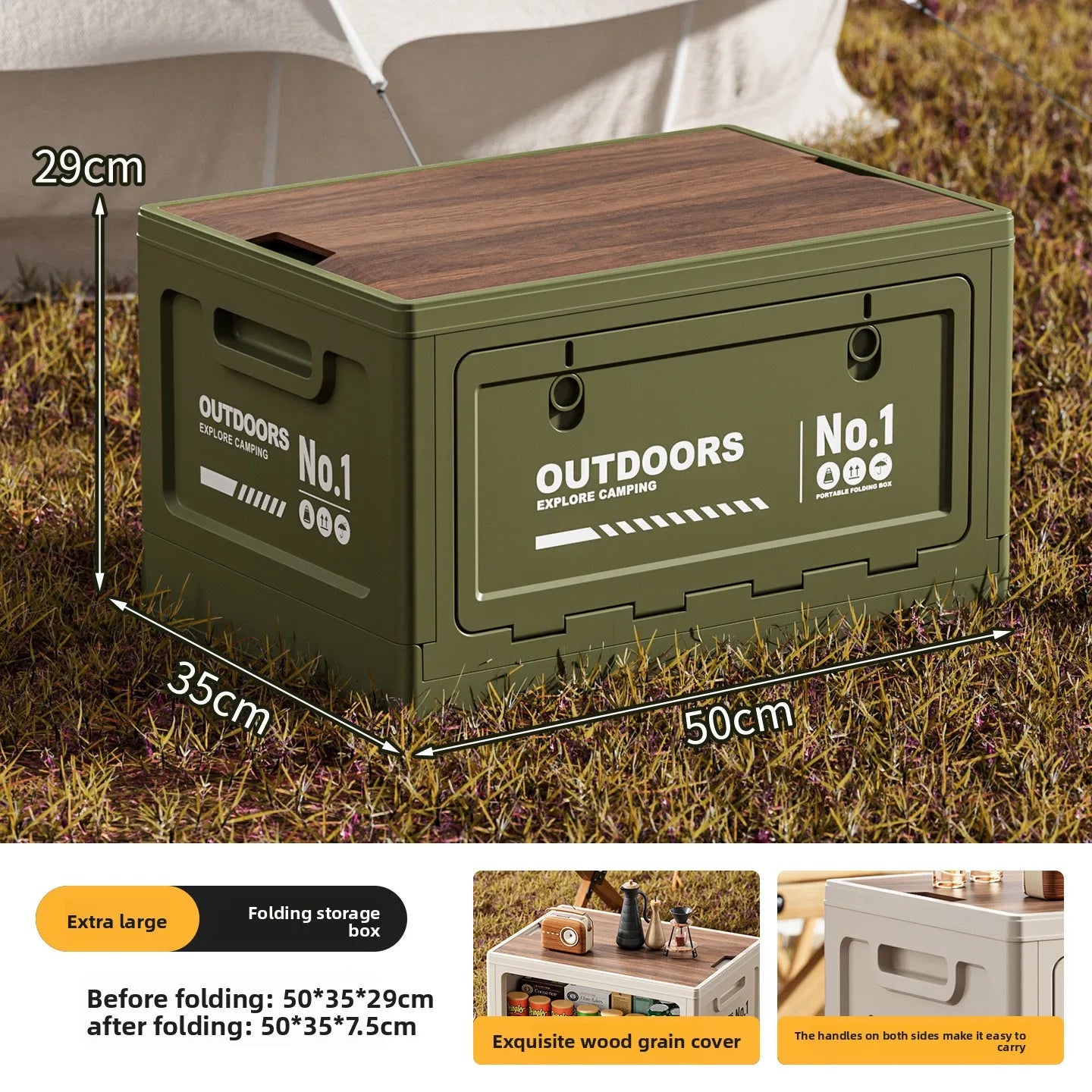 Foldable Storage Box for Camping Outdoor Large Capacity Side Opening Organizer for Car Home Toys Clothes