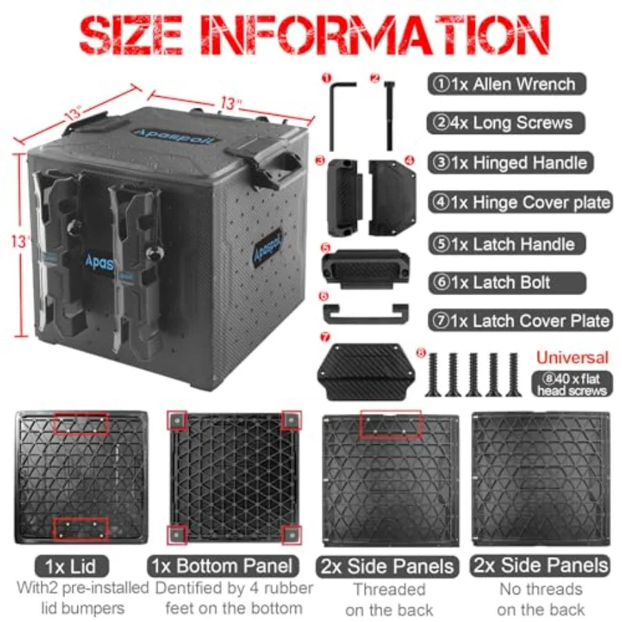 Kayak Fishing Crate with 4 Rod Holders 13x13 Tacklelack Durable Compact Gear Organizer for Most Fishing Kayaks