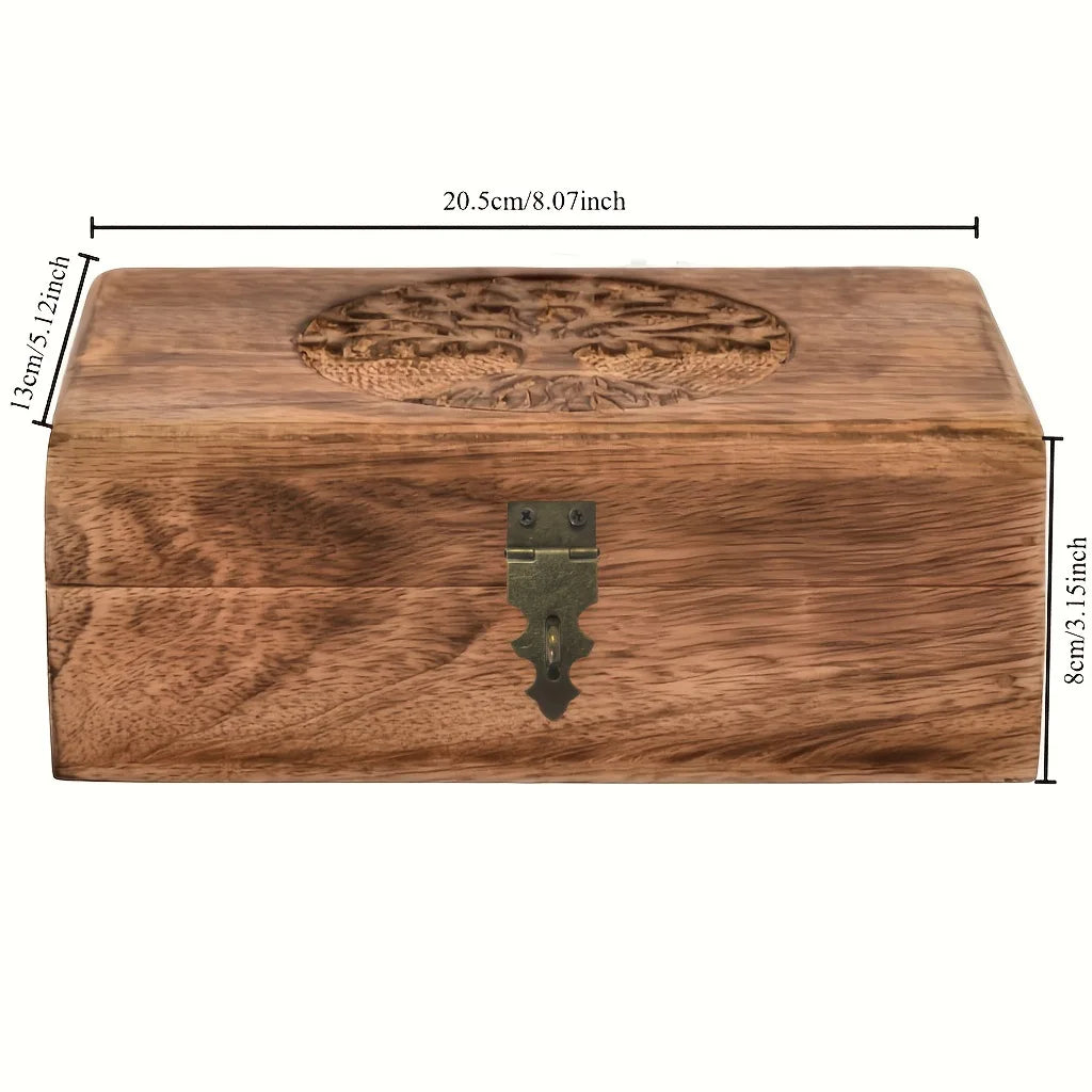 Handmade Wooden Tree of Life Engraving Keepsake Box Jewellery Organizer Unique Gift Ideas for Men & Women