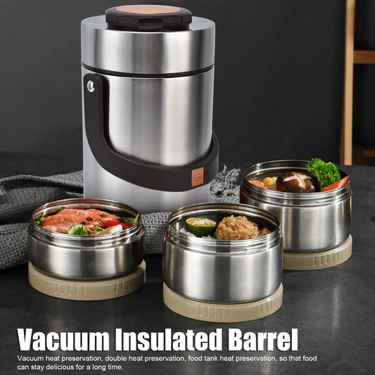 3 Layer Vacuum Insulated Barrel 2000ml 304 Stainless Steel Vacuum Insulation Lunch Box