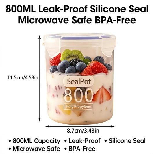 4pcs Microwave-safe Oat Containers 28Oz with Sealing Ring Reusable Storage Jar for Yogurt Fruit Salad Great for Breakfast Snacks