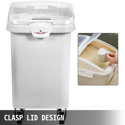 SucceBuy 6.6Gal-21Gal Kitchen Ingredient Storage Bin W/ Wheel & Scoop for Commercial Home Storing Rice Flour Corn Soybean