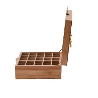 Bamboo Essential Oils Storage Box - Essential Oils Holder Essences Storage Organizer With 25 Slots Wooden Oil Case Holder For