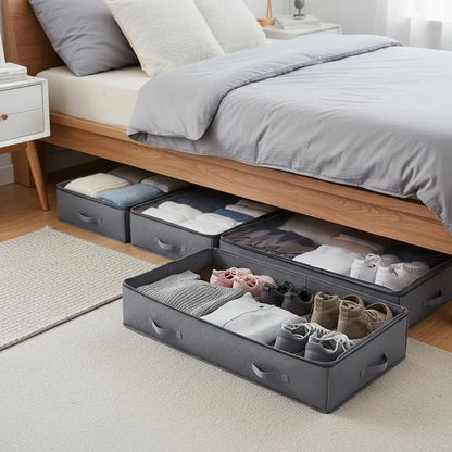 Underbed Storage Containers 39.2 x 19.7 x 7.1 Inch For Bedroom Dormitory Closet, 90L Capacity Low Profile Drawer Design Trans