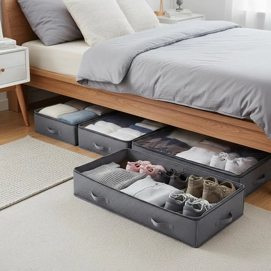 Underbed Storage Containers 39.2 x 19.7 x 7.1 Inch For Bedroom Dormitory Closet, 90L Capacity Low Profile Drawer Design Trans