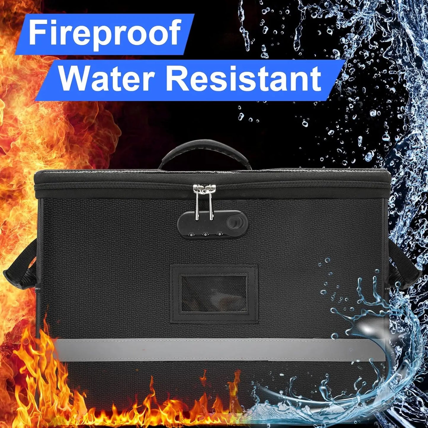 Fireproof Document Organizer Box with Lock, Portable File Storage Container for Home Office