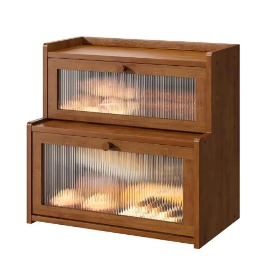 Bread Box for Kitchen Countertop Double Layer Large