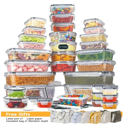 BPA-Free Food Storage Set – 24 Airtight Containers & Lids, Stackable Pantry Organizer with Chalkboard Labels