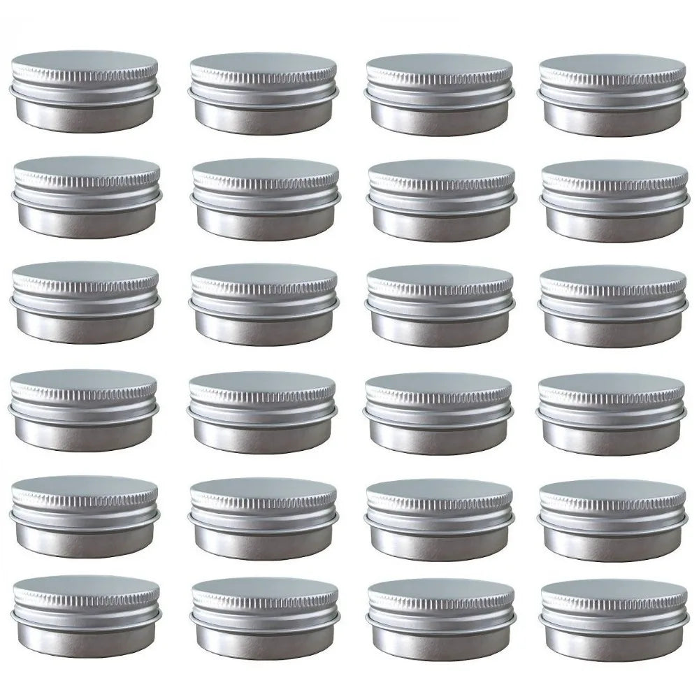 24PCS Screw Top Round Aluminum Tin Cans Jar Containers with Screw Cap for Lip Balm Cosmetic Candles Salve Make Up Eye Shadow