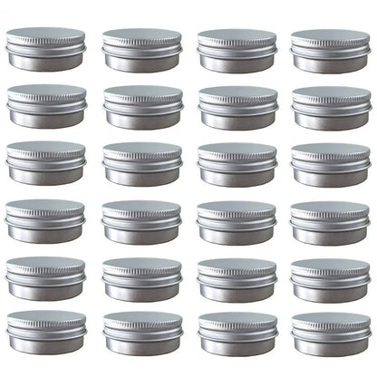 24PCS Screw Top Round Aluminum Tin Cans Jar Containers with Screw Cap for Lip Balm Cosmetic Candles Salve Make Up Eye Shadow