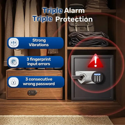 Biometric Handgun Safe 1.8 Cubic Feet - Quick Access Fingerprint Security Lock Box for Firearms and Valuables with Dual Alarm Sy