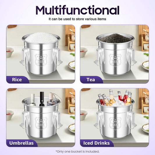 304 Stainless Steel 6L Grain Container, Countertop Rice Dispenser for Kitchen Hotel Canteen