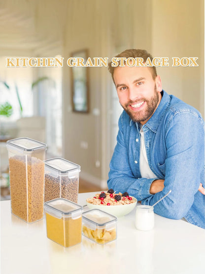 42pcs Sealed food storage containers with LIDS plastic kitchen pantry, dry cargo jars of lactose, grain, flour, sugar, labeled,