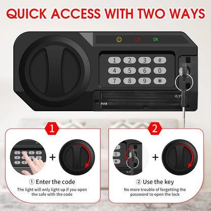 1.2 Cubic Feet Fireproof Safe Box with Digital Keypad, Removable Shelf for Home Security