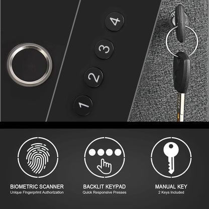 Biometric Slider Handgun Gun Safe for Nightstand, Desk, Bed Side,Truck - Auto Sliding Door Fingerprint Hand Gun Safe for Pistol