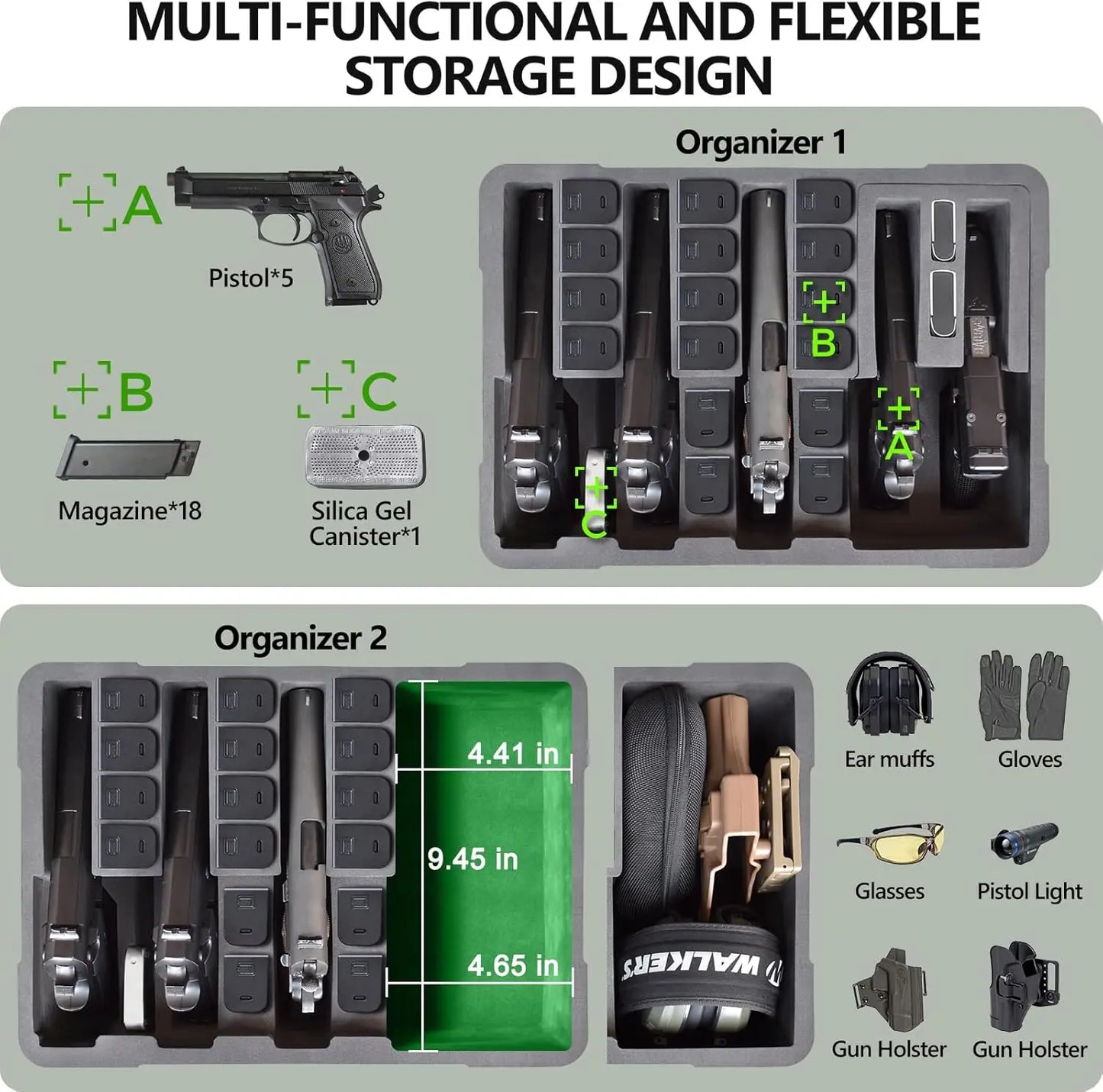 Hard Shell Waterproof Pistol Case with Pre-Cut Foam and TSA Locks for Secure Travel Storage