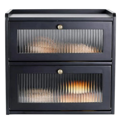 Bread Box for Kitchen Countertop Wooden Bread Storage Container