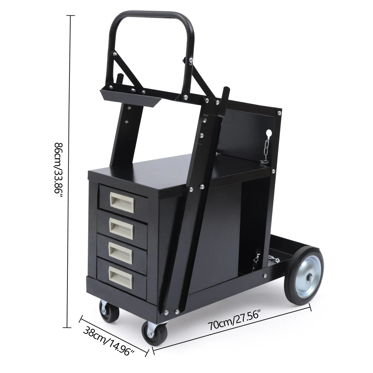 Rolling Welding Cart with 4 Drawers Wheels and Tank Storage for Welder and Plasma Cutter for Transporting and Storing Most Welde