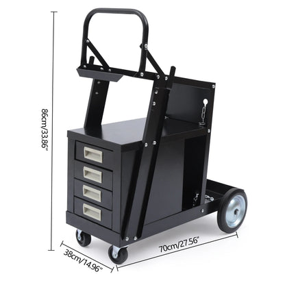 Rolling Welding Cart with 4 Drawers Wheels and Tank Storage for Welder and Plasma Cutter for Transporting and Storing Most Welde