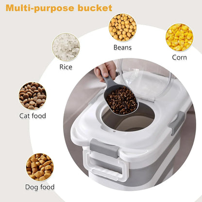 2-Pack Collapsible Pet Food Storage Container with Wheels & Scoop, 25 lbs Capacity Each, Black+White