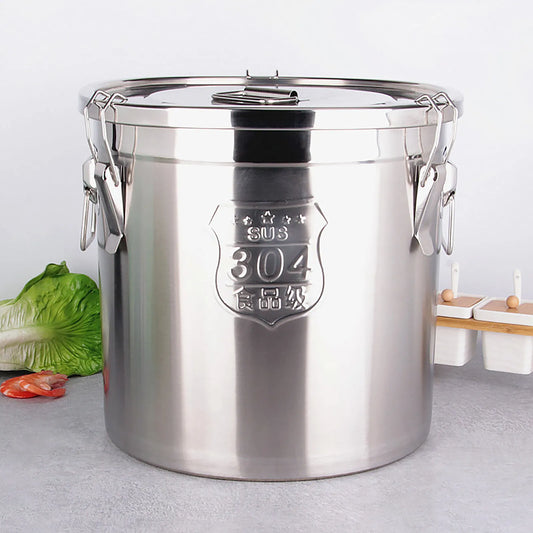 6L Airtight Rice Bucket 304 Stainless Steel Food Storage Container Canister with Lid for Kitchen Grain Flour