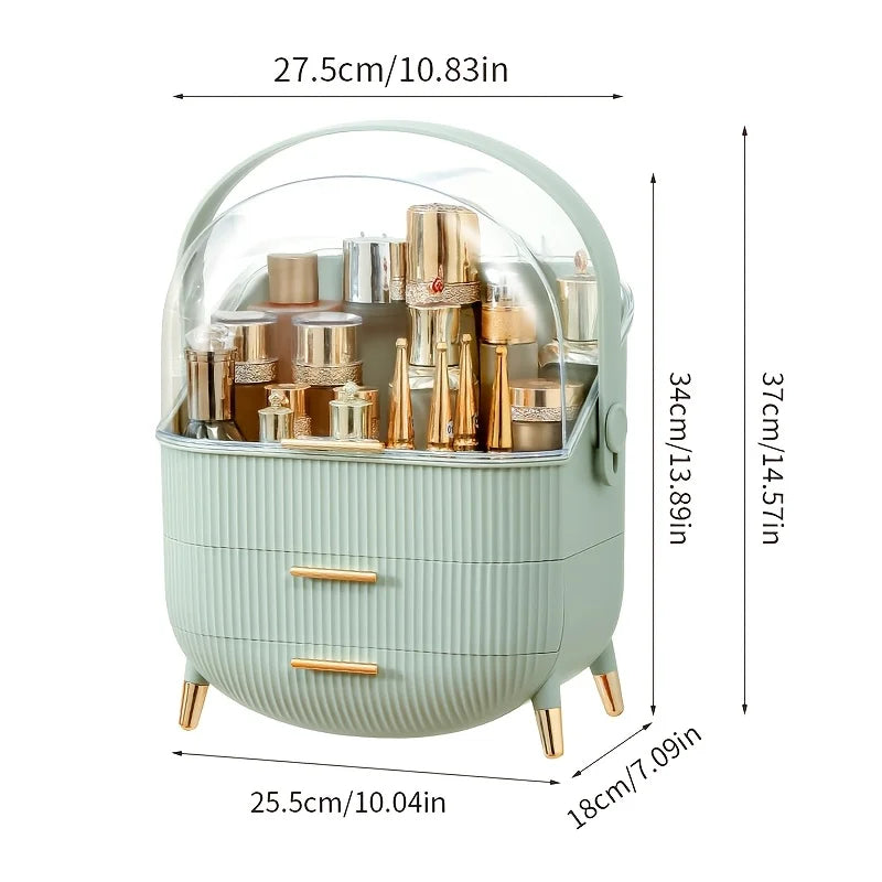 Portable cosmetic storage box with drawers expandable free-standing transparent acrylic cover dust-proof beauty rack