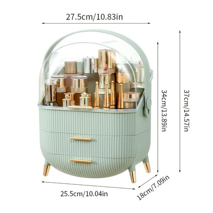 Portable cosmetic storage box with drawers expandable free-standing transparent acrylic cover dust-proof beauty rack
