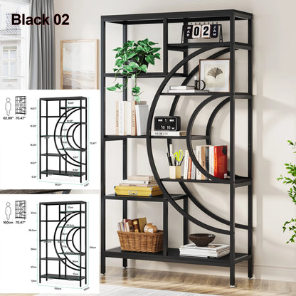 Tribesigns Bookshelf Industrial 5 Tier Etagere Bookcase, Freestanding Tall Bookshelves Display Shelf Storage Organizer