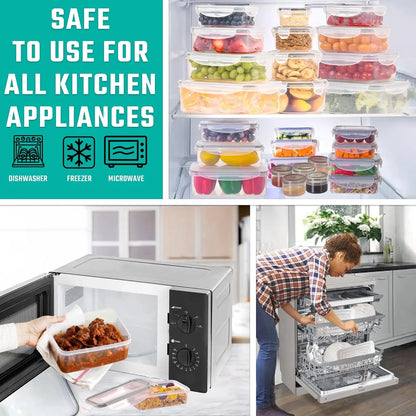 50 Pcs Large Food Storage Containers with Lids Airtight 85 OZ to Small Stackable Kitchen Set BPA Free Leak Proof Microwave Safe