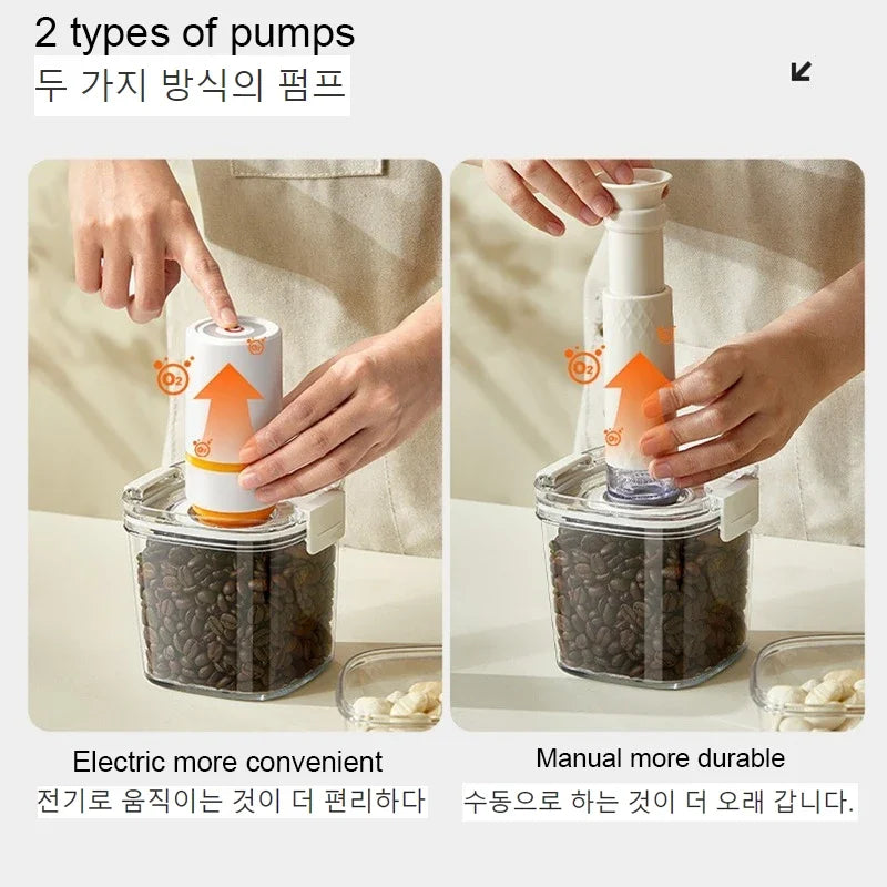 Vacuum Sealed Tank Coffee Beans Vacuum Jar Kitchen Cereals Storage Box Airtight Container Moisture-Proof Sealed Canister for Tea