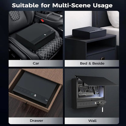 Biometric Gun Safe for Handgun, Quick Access Fingerprint Pistol Safe with Steel Lock Box and Cable Sponge for Home or Car