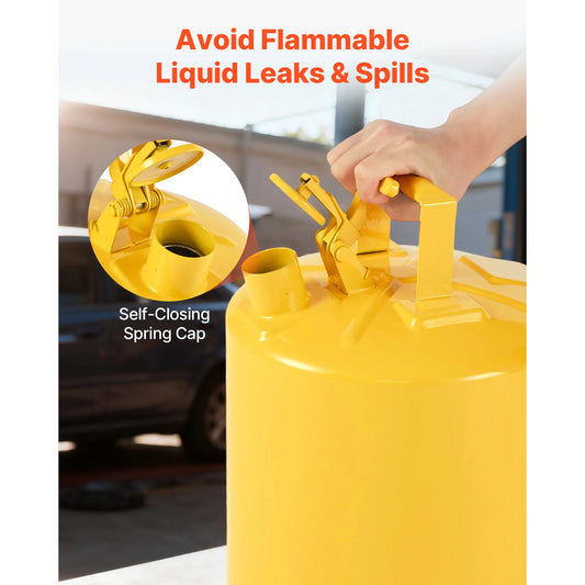 SucceBuy Safety Can 5 Gal Type I Yellow Safety Can for Diesel with Self-Closing Lid and PE Funnel Storage