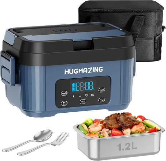 Cordless Electric Lunch Box for Adults, Men & Women – Rechargeable Self-Heating Food Warmer with 1.2L SS Container, Battery-Powe