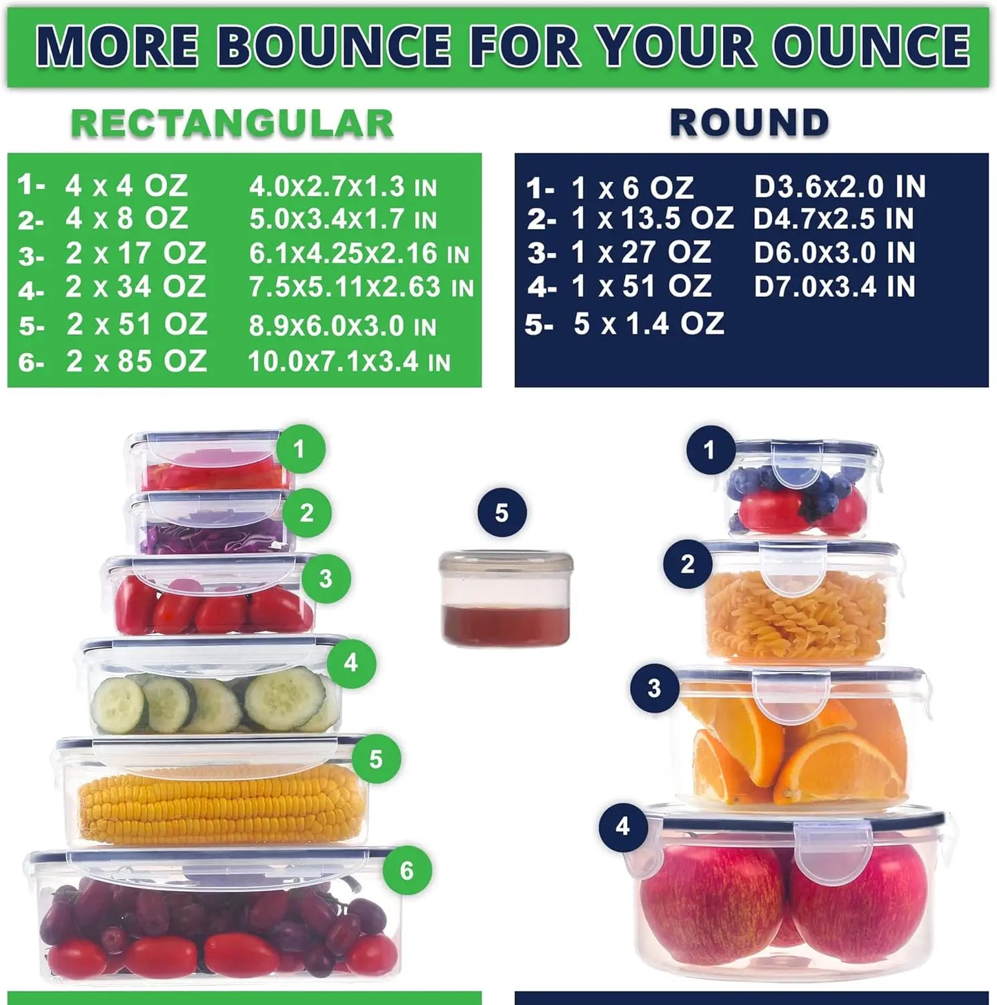 50 Pcs Large Food Storage Containers with Lids Airtight 85 OZ to Small Stackable Kitchen Set BPA Free Leak Proof Microwave Safe
